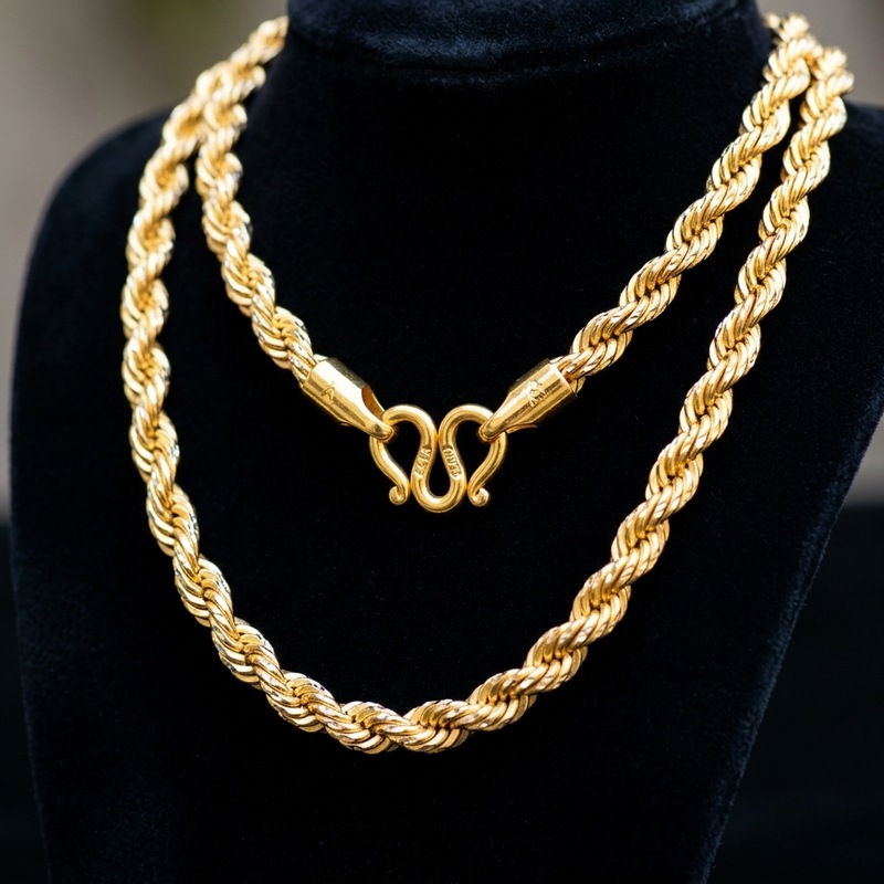 Gold Rop Chain 24K Pure Solid Gold Rope Chain (Sikri) - 2 Tola | AB Gold Palace Nepal ...